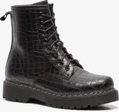 Blue Box dames croco veterboots - Zwart - Maat 40