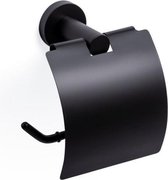 Ozean Eternal toiletrolhouder met klep rond mat zwart