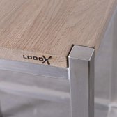 Looox Wooden collection douche stool 35x30x45 met frame geborsteld rvs eiken geborsteld rvs