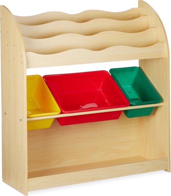 armoire pour enfants relaxdays avec boîtes - armoire à jouets - armoire à speelgoed - armoire de rangement livres B