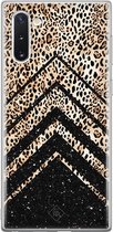 Samsung Note 10 hoesje siliconen - Chevron luipaard | Samsung Galaxy Note 10 case | zwart | TPU backcover transparant