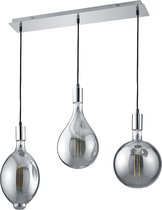 LED Hanglamp - Trion Glinsty - 24W - Warm Wit 2700K - Dimbaar - E27 Fitting - 3-lichts - Rechthoek - Mat Chroom - Aluminium - BSE