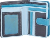 Visconti Dames Portemonnee - Leer - RFID - 10 pasjes - Rainbow Collectie - Blauw Multi