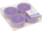 4x Maxi geurtheelichtjes lavendel/paars 9 branduren - Geurkaarsen lavendelgeur - Grote waxinelichtjes