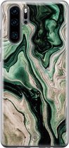 Huawei P30 Pro hoesje siliconen - Groen marmer / Marble | Huawei P30 Pro case | groen | TPU backcover transparant