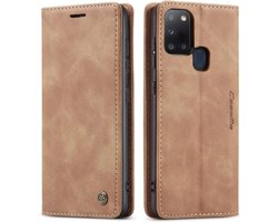 CaseMe Book Case - Geschikt voor Samsung Galaxy A21s Hoesje - Bruin