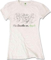 The Beatles Dames Tshirt -S- Outline Faces on Apple Wit