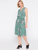LOLALIZA Midi jurk met bloemenprint - Licht Groen - Maat XS
