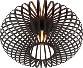 Olucia Lieve - Industriële Plafondlamp - Metaal - Zwart - Rond - 40 cm
