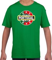 Have fear Portugal is here t-shirt met sterren embleem in de kleuren van de Portugese vlag - groen - kids - Portugal supporter / Portugees elftal fan shirt / EK / WK / kleding 134/140