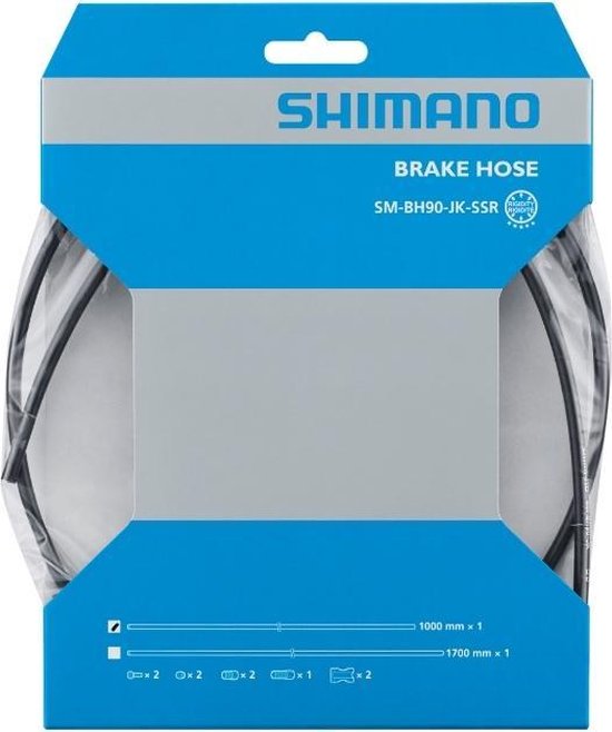 Shimano SM-BH90-JK-SSR remslang verpakking, zwart met blauwe details.