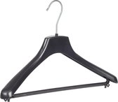 De Kledinghanger Gigant - 10 x Mantel / kostuumhanger kunststof zwart met schouderverbreding en broeklat, 38 cm