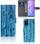 Smartphone Hoesje Geschikt voor Samsung S20 Plus Book Style Case Blauw Wood