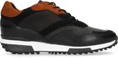 Manfield - Dames - Zwarte leren sneakers - Maat 37