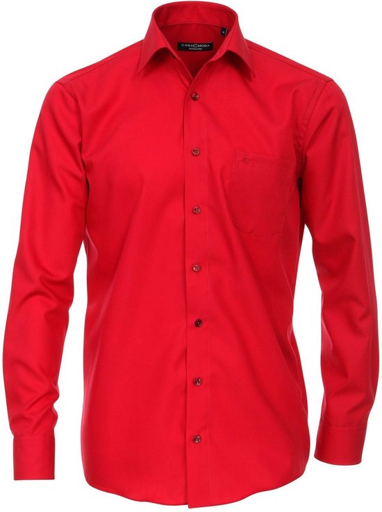 CASA MODA comfort fit overhemd - rood - Strijkvrij - Boordmaat: 52