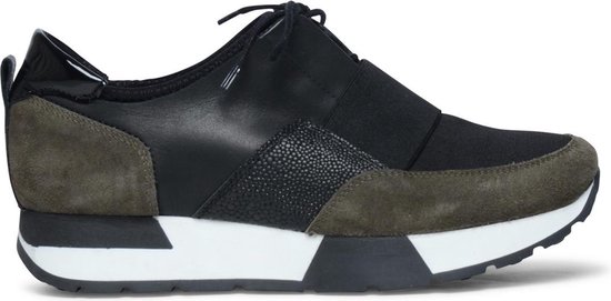Sacha - Dames - Lage sneakers zwart met donkergroen - Maat 41 | bol.com