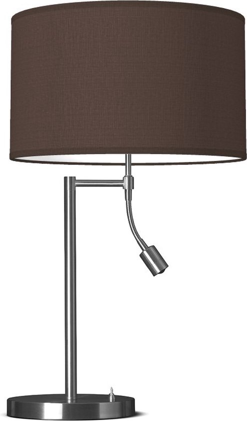 Home Sweet Home tafellamp Bling - tafellamp Read inclusief lampenkap en verstelbare LED Leeslamp - lampenkap 35/35/21cm - tafellamp hoogte 47 cm - geschikt voor E27 LED lamp - chocolade
