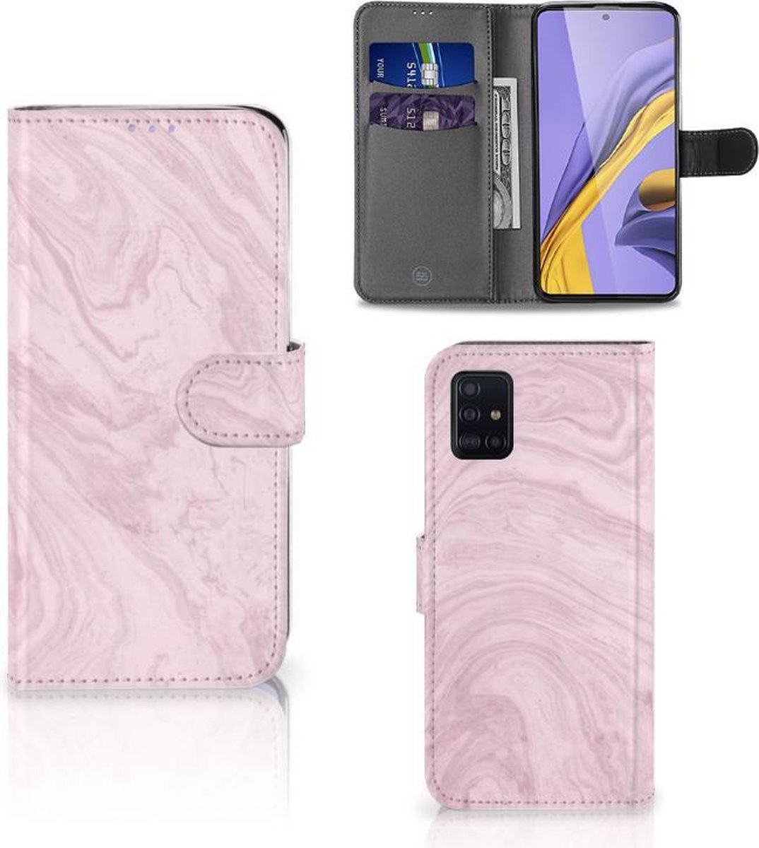 Samsung Galaxy A51 Bookcase Marble Pink Origineel Cadeau Vriendin