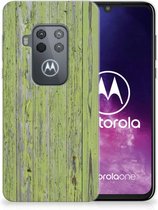 Motorola One Zoom Bumper Hoesje Green Wood