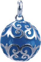 Zilveren Zwangerschap klankbal ketting hanger - blauw