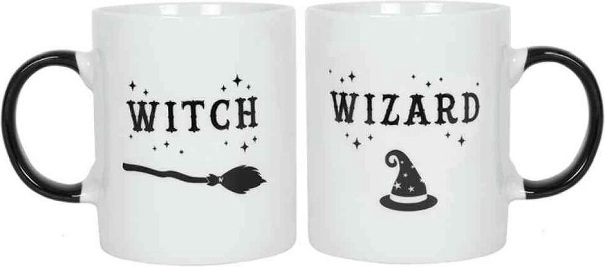 Something Different Mok/beker Witch and Wizard set Wit/Zwart