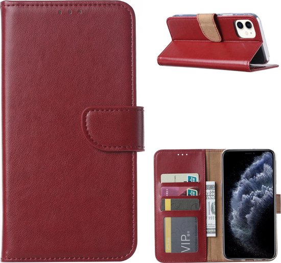 Flip Case iPhone 11 Pro Hoesje Bordeaux met Pasjeshouder