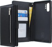 Samsung Galaxy Note 10+ Bookcase hoesje - CaseBoutique - Effen Zwart - Kunstleer - Met Rits Vakje Muntvakje