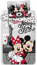 Dekbedovertrek- Disney Minnie Mouse New York-  Eenpersoons- 140x200 cm - Multi