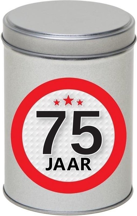 Bol Com Cadeau Kado Zilver Rond Blik 75 Jaar 13 Cm Snoepblikken Cadeauverpakking Voor