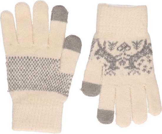 Gebreide winter handschoenen Nordic/wit voor dames | bol