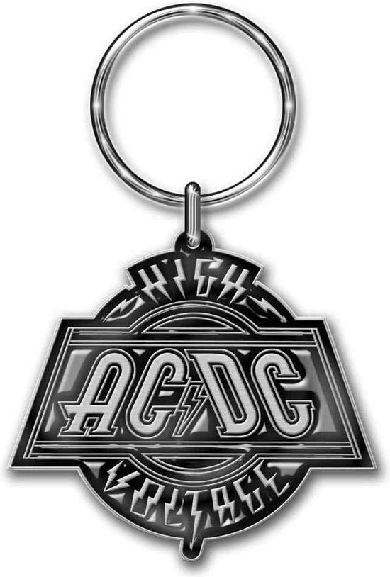 AC/DC - High Voltage Sleutelhanger - Zwart/Zilverkleurig