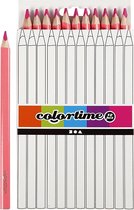 Colortime kleurpotloden, vulling: 5 mm, roze, Jumbo, 12 stuks