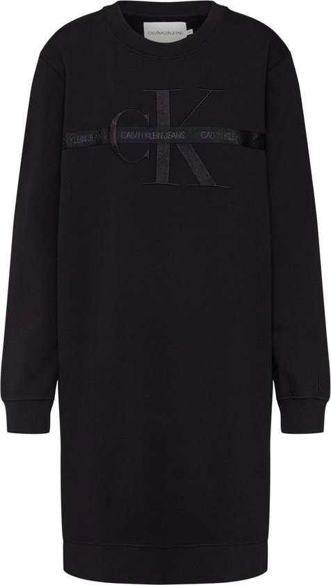 Calvin Klein Jeans jurk taping through monogram dress Zwart-s (36) | bol.com