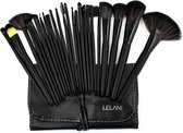 LELANI Proffesionele Make Up Kwasten Set 24 Delig inclusief Gratis Etui Zwart