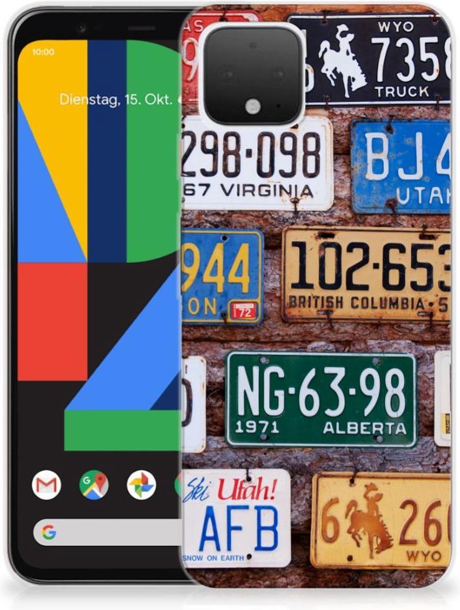 Google Pixel 4 Siliconen Hoesje met foto Kentekenplaten