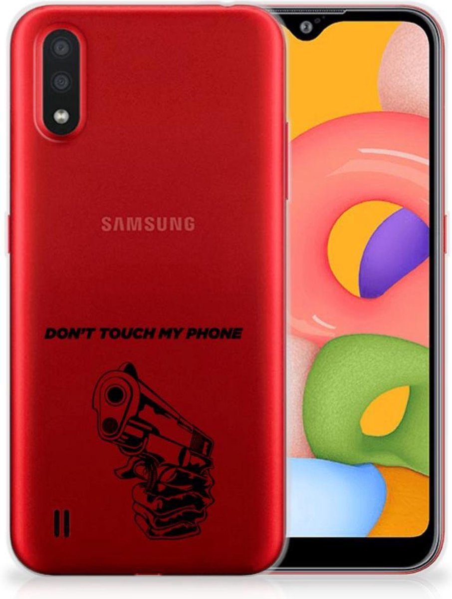 Samsung Galaxy A01 Silicone-hoesje Gun Don't Touch My Phone