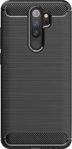 Shop4 - Xiaomi Redmi Note 8 Pro Hoesje - Zachte Back Case Brushed Carbon Zwart