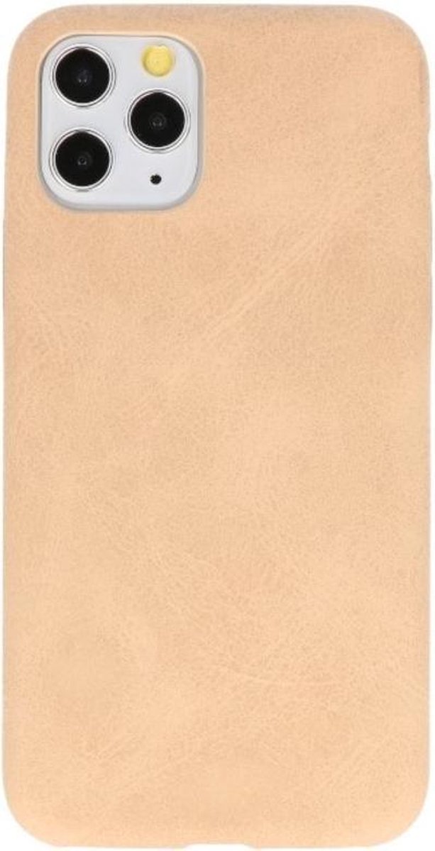 Leder Design Back Cover voor iPhone 11 Pro Beige