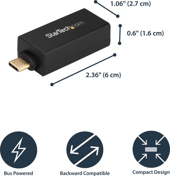 StarTech.com Adaptateur USB C vers Gigabit Ethernet - Adaptateur Réseau 1Gbps NIC USB 3.0/USB 3.1 Type C - 1GbE USB-C vers RJ45/Port LAN TB3 Compatible Windows MacBook Pro Chromebook