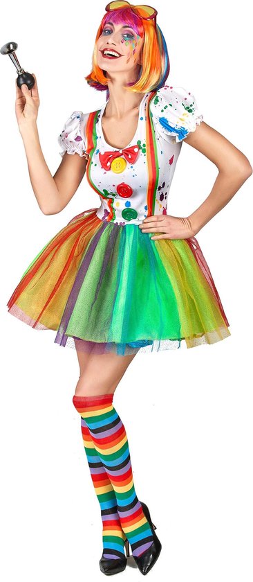 Veelkleurige verf clown kostuum voor vrouwen - Verkleedkleding