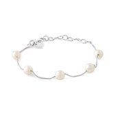 Twice As Nice Armband in zilver, 5 witte parels 16 cm+3 cm