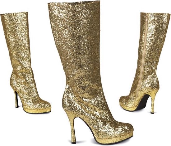 Gouden glitter laarzen met hak 41 | bol.com