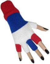 Vingerloze handschoen rood - wit - blauw
