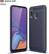 Soft Bruchem TPU Hoesje voor Samsung Galaxy A30 - Donker Blauw - van Bixb