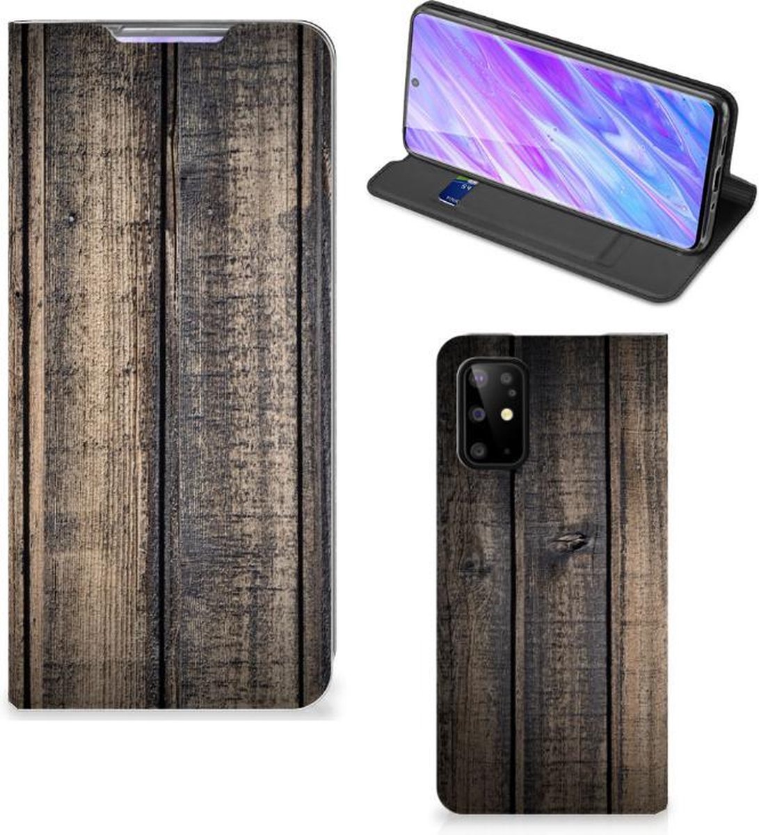 Book Case voor Samsung Galaxy S20 Plus Book Wallet Case Steigerhout