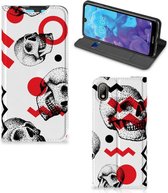 Mobiel BookCase Huawei Y5 (2019) Skull Rood