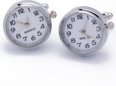 Manchetknopen - Echt Horloge Wit met Witte Wijzerplaat Rond