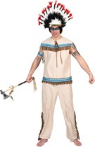 Funny Fashion - Indiaan Kostuum - Wigwam Wimp Indiaan - Man - Wit / Beige - Maat 56-58 - Carnavalskleding - Verkleedkleding