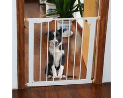 Paws and Claws - Hondenhek – Dog barrier - Hondendeur - Voor deuropening - B 74 tot 95 Cm, H75.7 Cm - Wit