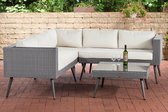 Clp Molde Hoeklounge - 1,25mm vlak Polyrattan Grijs - crème wit 45 cm (donkergrijs)